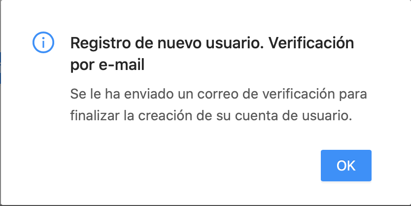 Mensaje verificación email